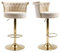 Elegant Barstuhl 2er Set drehbar höhenverstellbar mit Fußstütze und gepolstertem Sitz aus Samtstoff für Esszimmer Küche Wohnzimmer Lounge Empfangsbereich Party Metallrahmen goldener Standfuß (Beige)