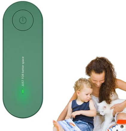 Purificador de Aire, Ionizador de Aire, Mini Generador de Ozono, Eliminador de Olores, Urificador de Aire sin Filtro, Plug-in, Para Baño, Cocina, Mascotas, Humo, Formaldehído, Silencioso (Verde)