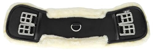 Start FurArtificial Sattelgurt für Pferde - Vielseitigkeitsgurt mit Synth. Fell - Langgurt mit Kunstfell Elastik - Fellimitat - elastische Enden - Langgurt Neopren mit Kunstfell (Schwarz/Honig, 45)