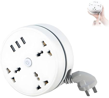 Multiprise Universelle Civiliank, rallonge rétractable 3 Prises avec 3 Ports USB, Gain de Place, Portable for Bureau, Entreprise(9.2ft)