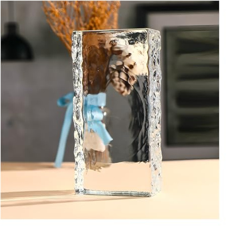Vågförmåga, glas tegelsten, Glasblock 7,8x3,9x1,9 tum Insynsskydd Värmeisolering Ljudisolering for Hemma Badrum Kontor(1pcs)
