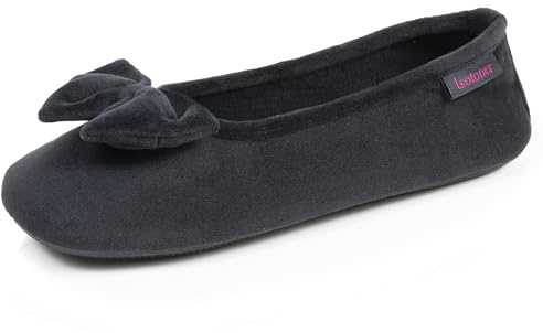 Isotoner Chaussons pantoufles Ballerines femme semelle ultra-souple, confortables, semelle à mémoire de forme, 35/36 EU, noir