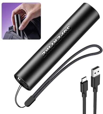 SuperFire UV Lampe UV Taschenlampe 395nm Licht Wiederaufladbar,Schwarzlichtlampe Reines violettes Licht,USB Klein LED Schwarzlicht Taschenlampe für Geocaching Heimtierurindetektoren Unechte Banknoten