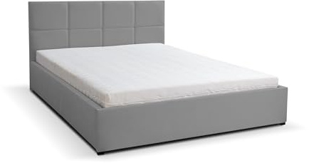 VENASI MÖBEL Polsterbett Betty mit Kopfteil, 160 x200 cm, Doppelbett mit Bettkasten und Lattenrost aus Metall, Velourstoff, Farbe: Grau