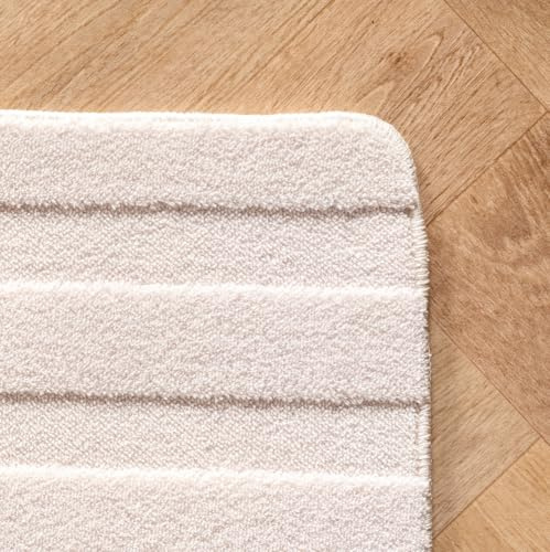 KADIMA DESIGN Kurzflorteppich Boho-Stil Pflegeleicht Waschbar Microfaser Creme 120x170 cm Wohnzimmer Schlafzimmer Fußbodenheizung geeignet Schadstoffgeprüft Gekettelt Flur Oeko-TEX | LAVAREDO
