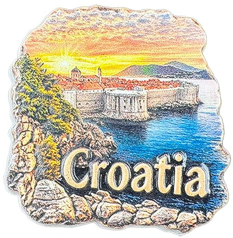 Dubrovnik Kroatien Kühlschrankmagnet Reise-Souvenir Harz Küste Sonnenuntergang Altstadt Stil Heimdekoration klassisches Wahrzeichen Handwerk