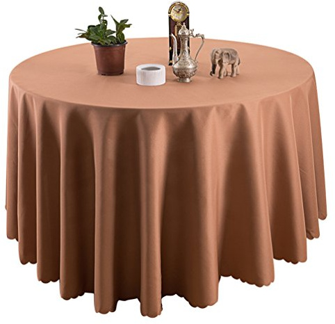 Heheja Pure Farbe Tischtücher Ornamente Eckig Rund Tischdecke Hell Kaffee 260cm