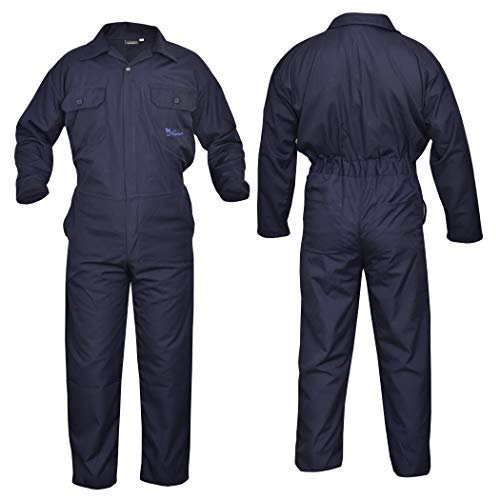 SHYNE KILTS U.K Navy Blue Men's Coverall Overalls Boiler Suit Coveralls Work Wear Mechanics Boilersuit (L)
