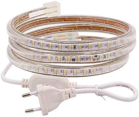 XUNATA 7M LED Streifen,AC 220V 230V IP67 imprägniern 3014 SMD 120leds / m Warmweiß,Flexibles LED Band mit Netzstecker für Küche Stairway Home Auto Bar Weihnachten Party (Warmweiß, 7M)