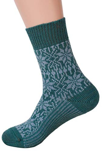 Hirsch Natur, Merino Socken Sternmuster, 100% Wolle (kbT) (Türkis/Opal, 40-41)