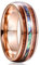 Vakki 8mm Roségold Wolframkarbid Ringe mit Abalone Muschel Koa Holz Partnerringe Paarring Beste Geburtstagsgeschenke Valentinstagsgeschenke Größe 68.5(21.8)