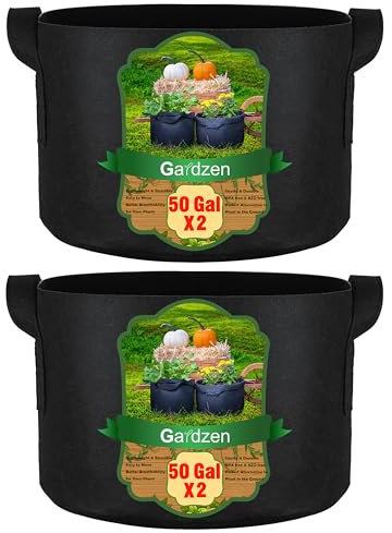 Gardzen Confezione da 2 sacchetti per la crescita da 50 galloni, vasi in tessuto con manici, vaso per piante