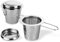 Schramm® 2 Stück Edelstahl Teesieb mit Deckel Abtropfschale Teefilter ideal für losen Tee passend für Tasse und Kanne mit langem Griff faltbar