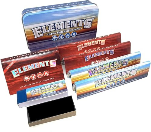 Reds Exklusiv Metalldose Elements - BLUE mit King Size Slim Zigarettenpapier & Filtertips