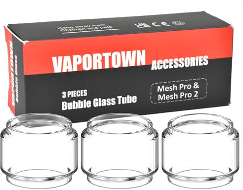 Vaportown Spare Bubble Glass Tube für FreeMax Fireluke Mesh Pro TPD Tank Transparent Fatboy Replacement Bulb Glas for FreeMax Mesh Pro Coil System Sub ohm Tank (3 Stück)