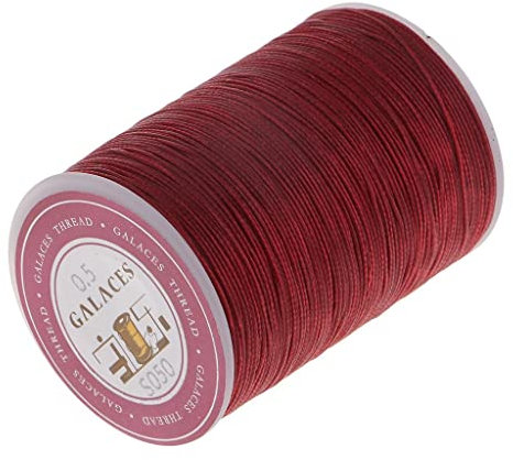 kowaku 130 M 0,5 Cera Tondo Cordoncino in Pelle per Cucire - Bianco, Rosso Scuro