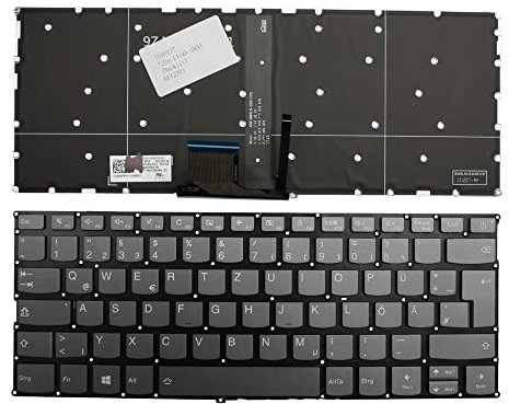 Keyboards4Laptops Alemán Retroiluminada Gris Windows 8 Teclado de Repuesto para Ordenador portátil Compatible con Lenovo IdeaPad 720S-14IKB