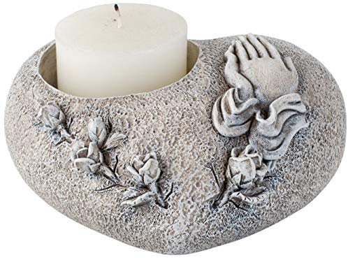 Novaliv Décoration funéraire, en forme de cœur, avec lanterne et ange de tombe en prière, pour cimetière, 1 pièce