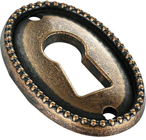 Gedotec Schlüsselschild Antik | Schlüssel-Rosette mit Euro-Sperre | SALZBURG | Schloss-Rosetten - Abdeckung für Schlösser | 2 Stück - Schlüsselbuchsen für Möbel-Schränke inkl. Befestigungsmaterial