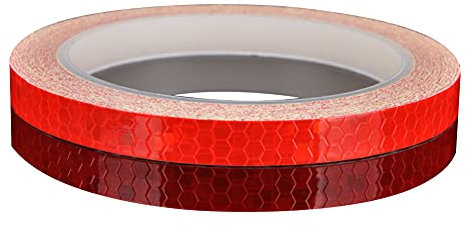 2 Pcs Ruban Réfléchissant, MoreChioce 8m x 1cm Ruban D'avertissement Réfléchissant pour Voiture Autocollants Décoratif Ruban Adhésif D'avertissement Imperméable Bande D'autocollant,Rouge