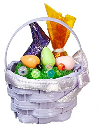 Melody Jane Casa delle Bambole Viola Pasquale Cestino con Cioccolato Coniglietto Miniatura 1:12 Accessorio