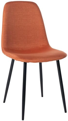 CLP Chaise De Salle A Manger Napier en Similicuir Tissu Ou Velours I Chaise avec Surface D'assise Matelassée Pieds en Metal I Charge Max.150 Kg, Couleur:Orange, Matériel:Tissu