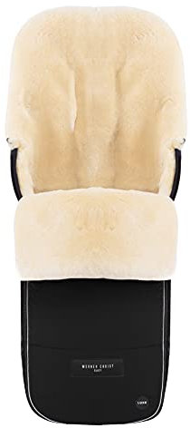 WERNER CHRIST BABY Lammfell-Fußsack FLIMS LUXE – vollfelliger Buggy, Kinderwagen-Fußsack (ab 6 bis 36 Mo.), medizinisches Fell, universal mit Langsschlitzen in Black (schwarz)