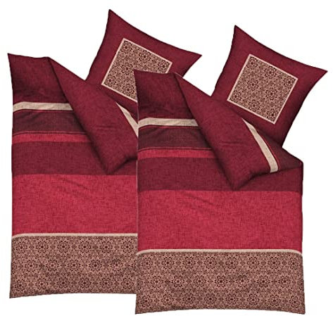 JACK 4 TLG by Kaeppel Fein Biber Bettwäsche Destination 155x220cm Rot Bordeaux Sand