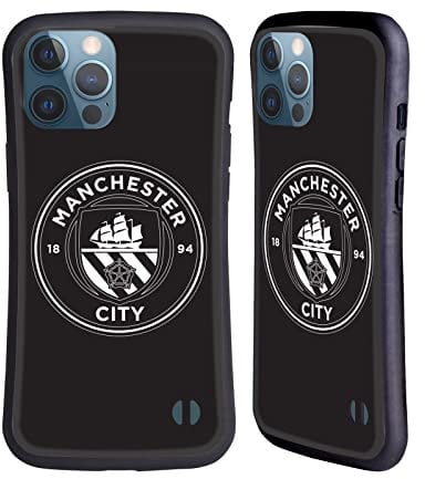 Head Case Designs Officially Licensed Manchester City Man City FC Black White Mono Badge Hybrid Case Compatible With Apple iPhone 13 Pro Max