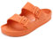 VICT POPU Pantoletten Damen mit Fussbett Sandalen Flach Rutschfest Sommer Badelatschen Lässig EVA Slides Erwachsene Schlappen Orange 38