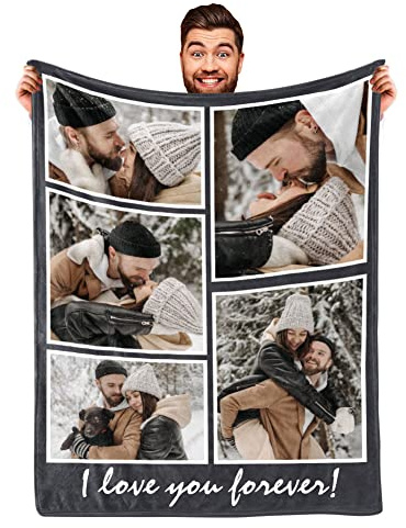 DayOfShe Benutzerdefinierte Decke mit Foto Personalisierte Flanell Bild Decken für Mutter, Freunde, Papa - 76,2 x 101,6 cm