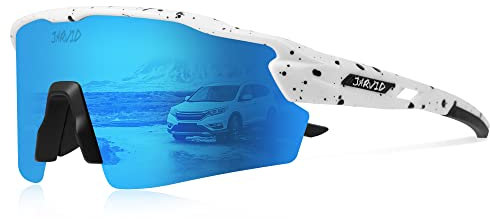 JARVID Polarisierte Fahrradbrille mit 4 Wechselgläsern Sportbrillen für Damen Herren Laufen Baseball Angeln Fahren JVD02