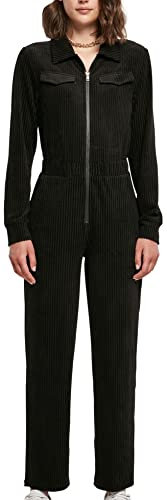 Urban Classics Women's Ladies Velvet Rib Boiler Suit Sweatshirt, Black, XL