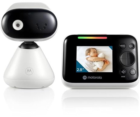 Motorola Nursery PIP1200 - Babyphone mit Kamera - 2.8 Elterneinheit - 2 Wege Kommunikation - Zimmertemperatur - Infrarot Nachtsicht - 300 m Reichweite, Weiß/Schwarz