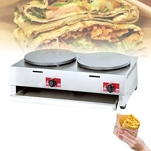 Macchina per Crepe, Crepiera Professionale Piastra Antiaderente per Crepes 40cm,Macchina per Crepes,Termostato Regolabile,Macchina per Pancake Commerciale per Frittate di Tortilla,Gas,style2