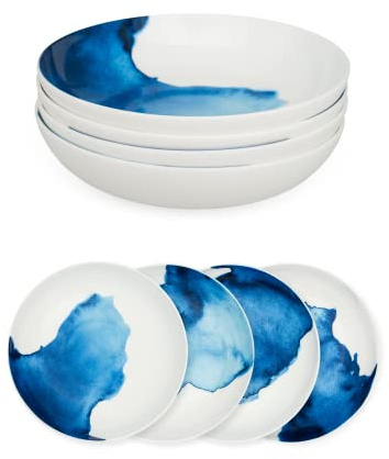Rick Stein Coves of Cornwall - 4 Piece Supper Bowl Set - 21cm Diameter - Dining Set Featuring Beautiful Tableware Designs Inspired by the Land and Seascape of Cornwall