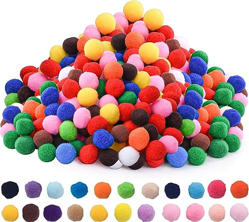 Bunt Groß Pompons, 200 Stück 3cm Pompons zum Basteln Pompons Bälle für Ostern für Kinder, Handwerk DIY Deko Hobby Supplies für Lustige DIY Kreative Handwerk (Multicolored)