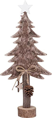TrendLine Dekofigur Holz Tannenbaum 36 x 16 cm braun Dekofigur