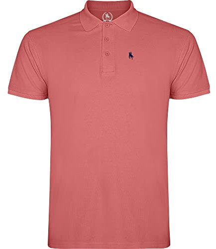 S&C - Polo Uomo Manica Corta 100% Cotone, Tinta Unita, Stile Casual, 3 Bottoni, Design Spagnolo, Tessuto Pique, Regular Fit, Consultare la Taglia, Corallo, XXL