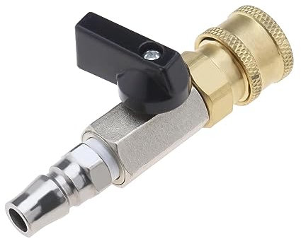 OTOTEC Druckluft-Schnellwechselkupplung pneumatischer Kugelhahn Dosierventil Absperrventil 1/4 Zoll mit Stecknippel 1/4 Schnellkupplung im europäischen Stil