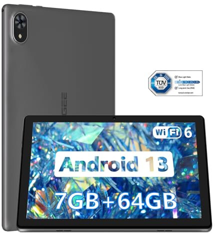 DOOGEE U9 Tablet 10.1 Pulgadas, 7GB RAM+ 64GB ROM(1TB TF), Android 14 Tablet WiFi 6, Tablet para Niños con 5060mAh, Tableta de 1280x800 HD, Dual Camera TÜV Certificación & 3.5mm & OTG, Gris
