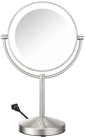 Conair LED Vanity Mirror, Double-Sided, 10x Magnification, Satin Nickel