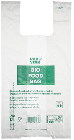 1000 Hemdchen-Tragetaschen, Bio-Folie 55 cm x 28 cm x 20 cm transparent Knotenbeutel auf Rolle