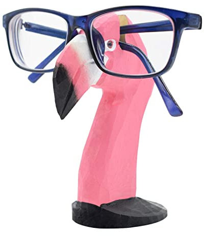 Lustige Tier Brillenhalter Aus Holz - Handgeschnitzt Brillenständer Tierform Sonnenbrillenhalter - Kreative Brillenablage Gläser Aufbewahrung Dekoration Für Zuhause, Büro, Schreibtisch (Flamingo)