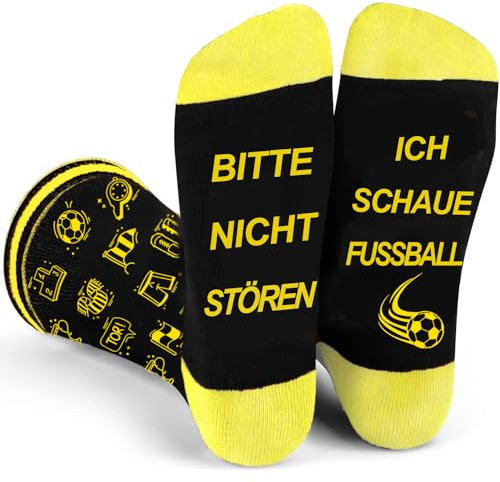 Dortmund Fanartikel Lustige Socken Fussball Geschenke für Männer bitte nicht stören socken Geburtstagsgeschenk Fußball Herren Vatertaggeschenke kleinigkeit Geaschenk zum Papa Opa Kinder Fussballfans