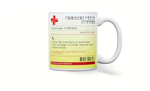 forefrontdesigns Personalised Prescription Coffee Mug – Funny Novelty Tea & Pharmacy Mug, Nurse & Pharmacist Gift, Medical Coffee Cup for Doctors, Paramedics & Drinkers