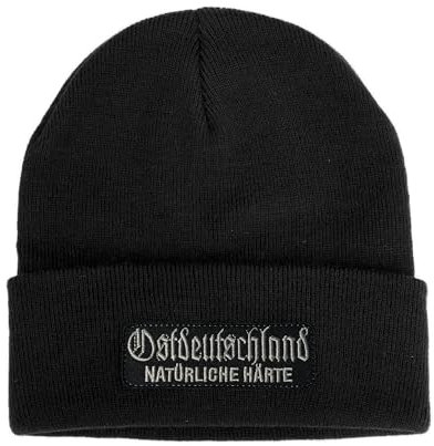 No Face No Name Mütze Ostdeutschland Natürliche Härte in schwarz I Unisex I bestickter Aufnäher I Beanie Strickmütze Wintermütze