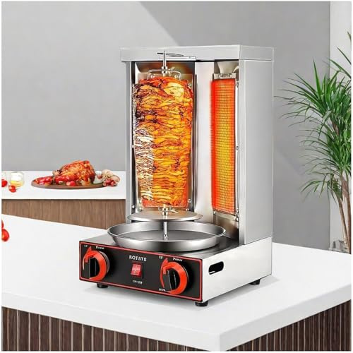Eastnmythet Machine à Gril Shawarma, Machine à Doner Kebab à gaz, rôtissoire à Viande gyroscopique Verticale, Four Rotatif à Gril en Acier Inoxydable