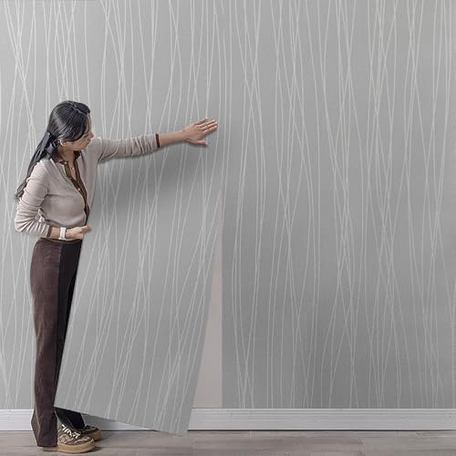 Anttyscar Grey Wallpaper Grey Striped Wallpaper for Bedroom Modern Plain Thick Textured Embossed Wallpapers Free No Match Pattern for Adult Teenager Kid Living Room Hallway Lounge