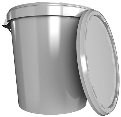 Eimer mit Deckel 30 Liter Made in Germany - lebensmittelecht, stabil, luftdicht - Vorratseimer für Aufbewahrung von Lebensmittel, Büromaterial, Kinderzimmer, Haushalt, Werkstatt, Gastronomie Grau